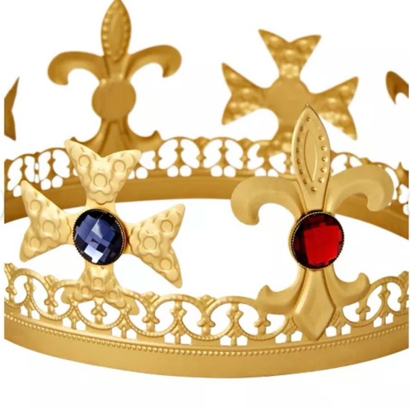 Medium King Gold Crown with Red and Blue Gems - Picture 2 of 6